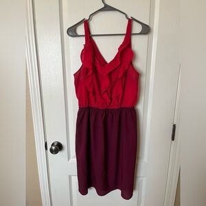 Mossimo Red and Burgundy Ruffle Midi Dress